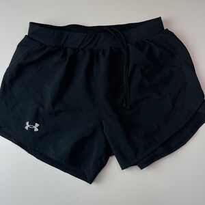Under Armour HeatGear Running Shorts Womens XS Black Loose Fit Mesh Liner 3in